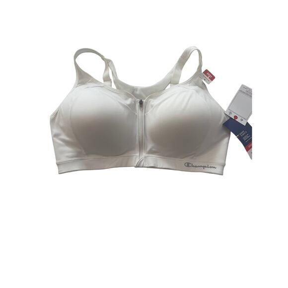 Champion NWT Double Dry Maximum Support Zip Front Sports Bra 40DD White - Picture 1 of 6